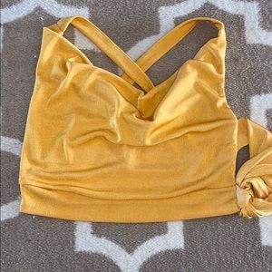 Mustard Cowl Neck Crop